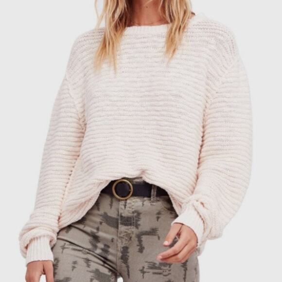 Free People Sweaters - Free People Menace Tunic Sweater Medium Oversized Knit Off-White Neutral Casual